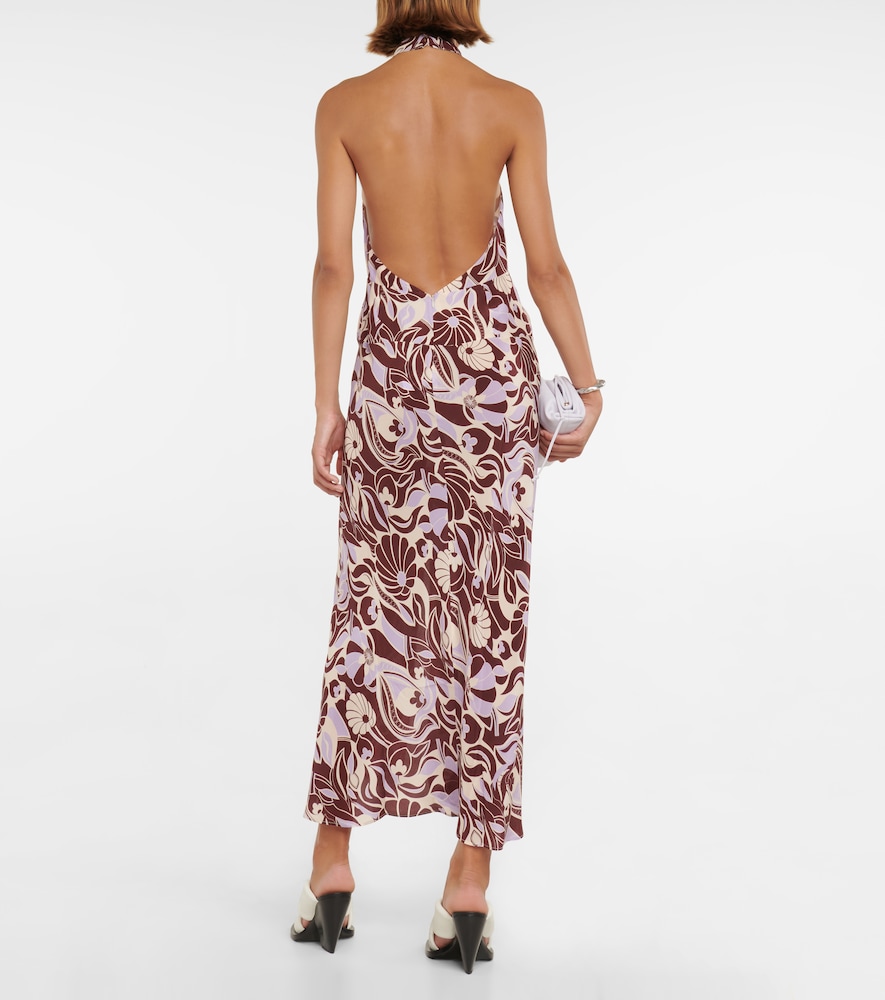 Rixo Kendra printed halterneck silk dress