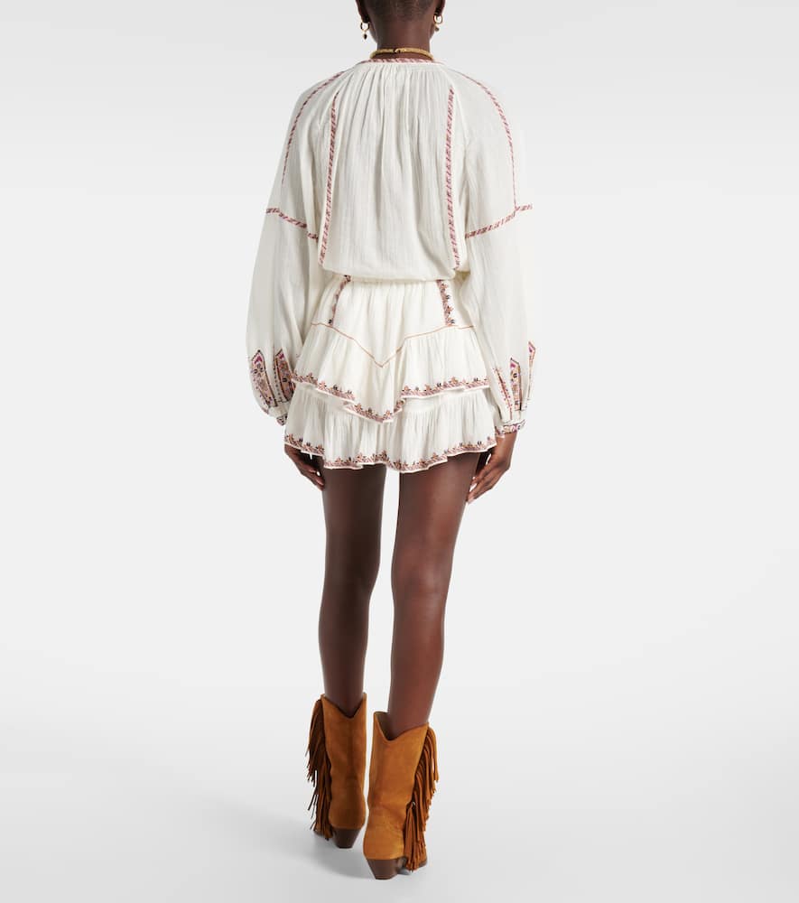 Marant Etoile Jocadia ruffled embroidered cotton shorts