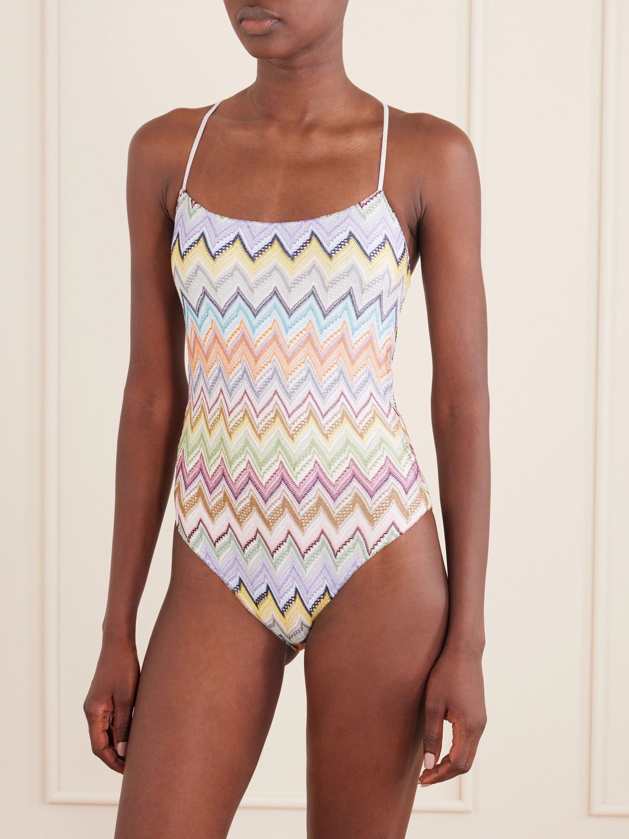 Striped Crochet-knit Swimsuit - Multi