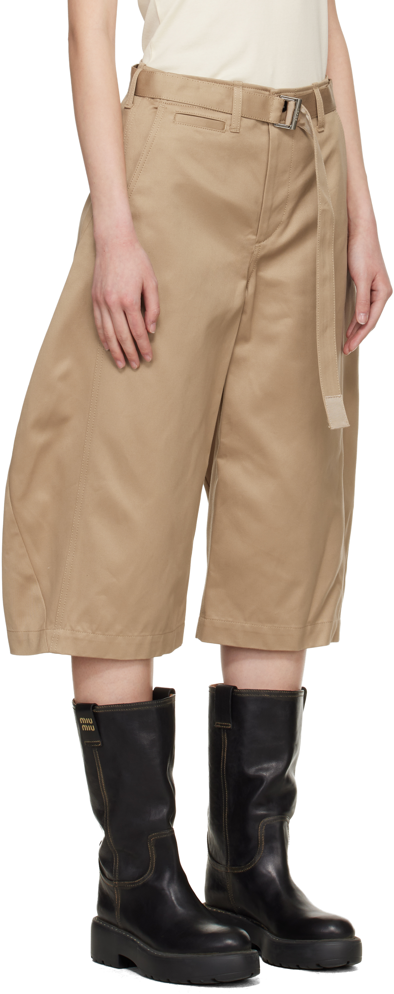 Beige Cotton Chino Shorts