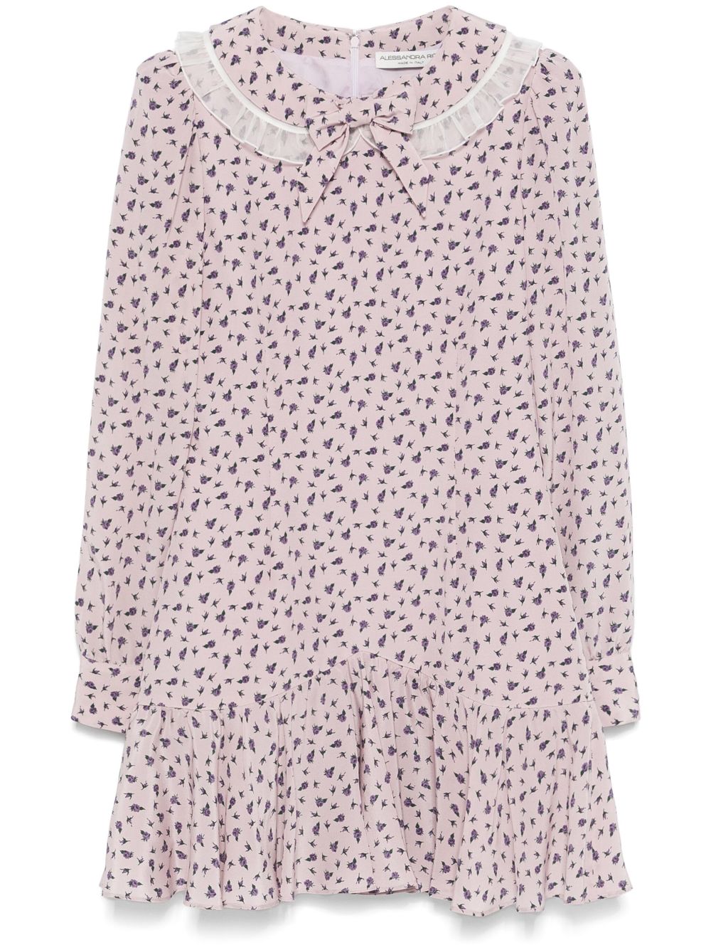 Rose-print mini dress - Purple