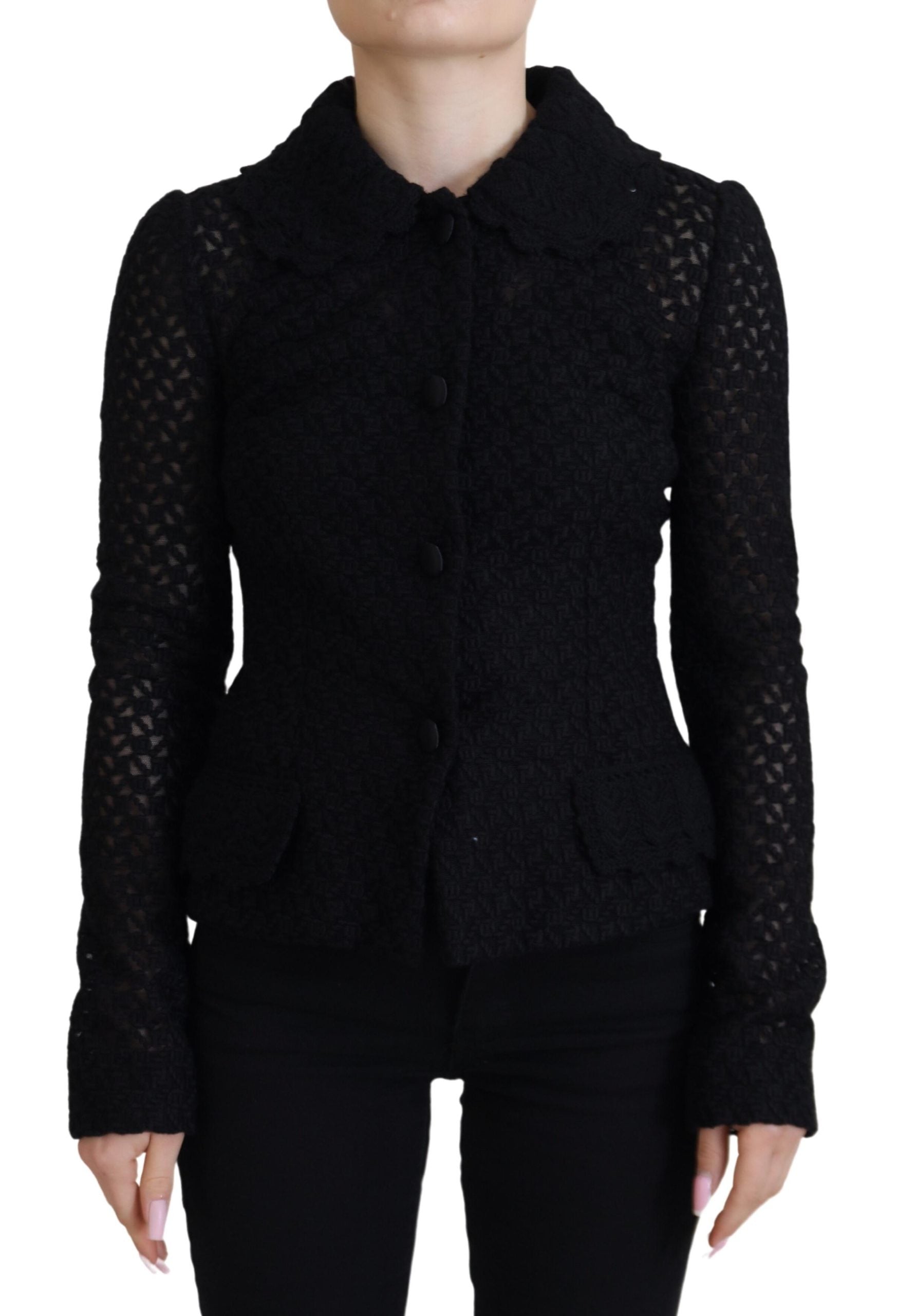 Virgin Wool Knit Jacket — Black