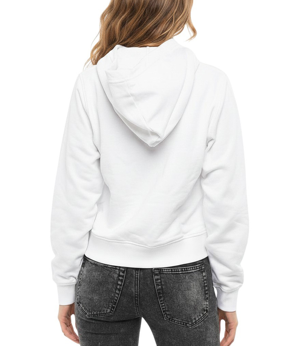 White Graphic Hood Sweatshirt