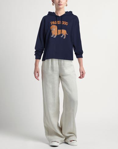 Woman Sweatshirt Navy Size L Cotton, Elastane