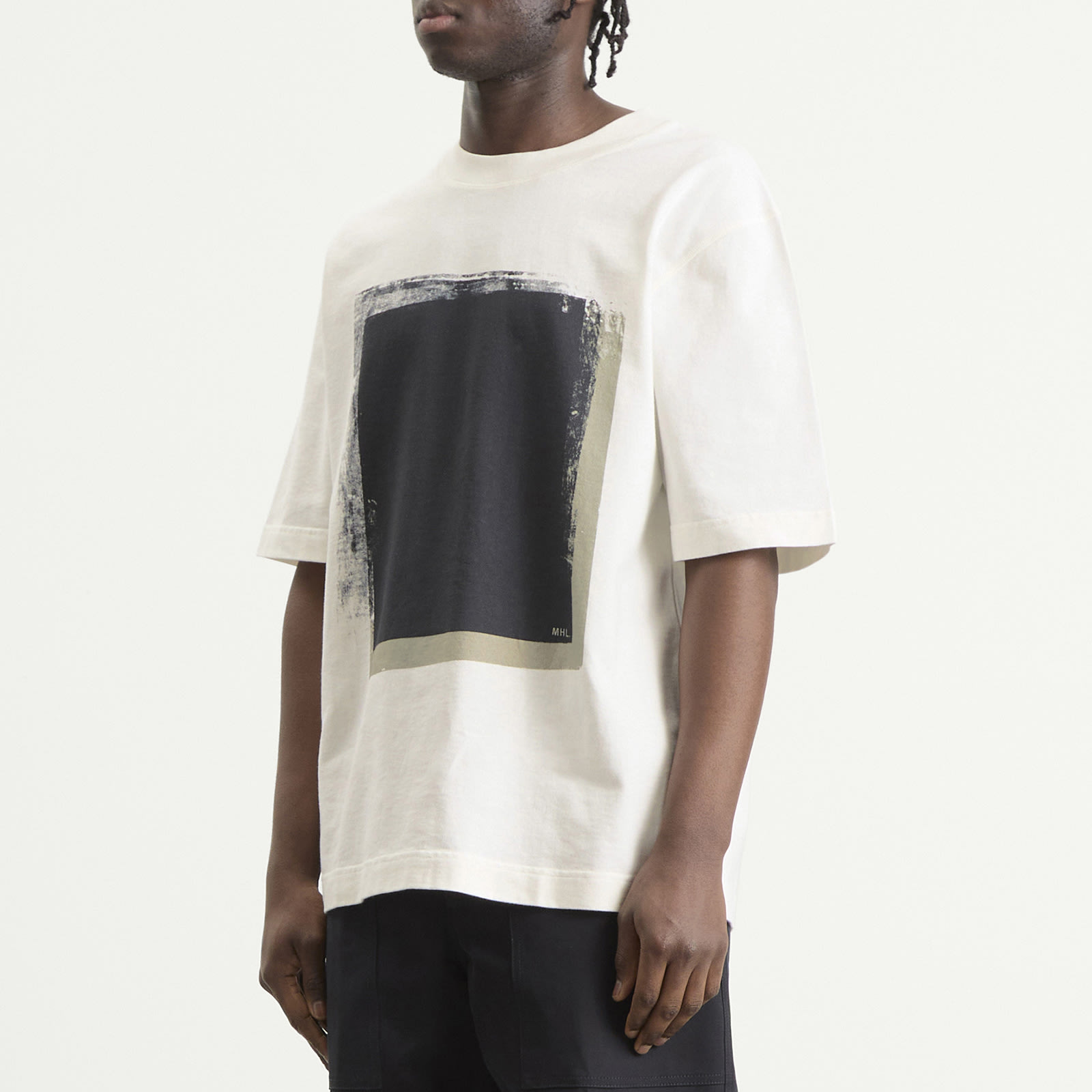 Men's Block Print T-Shirt in Off White
