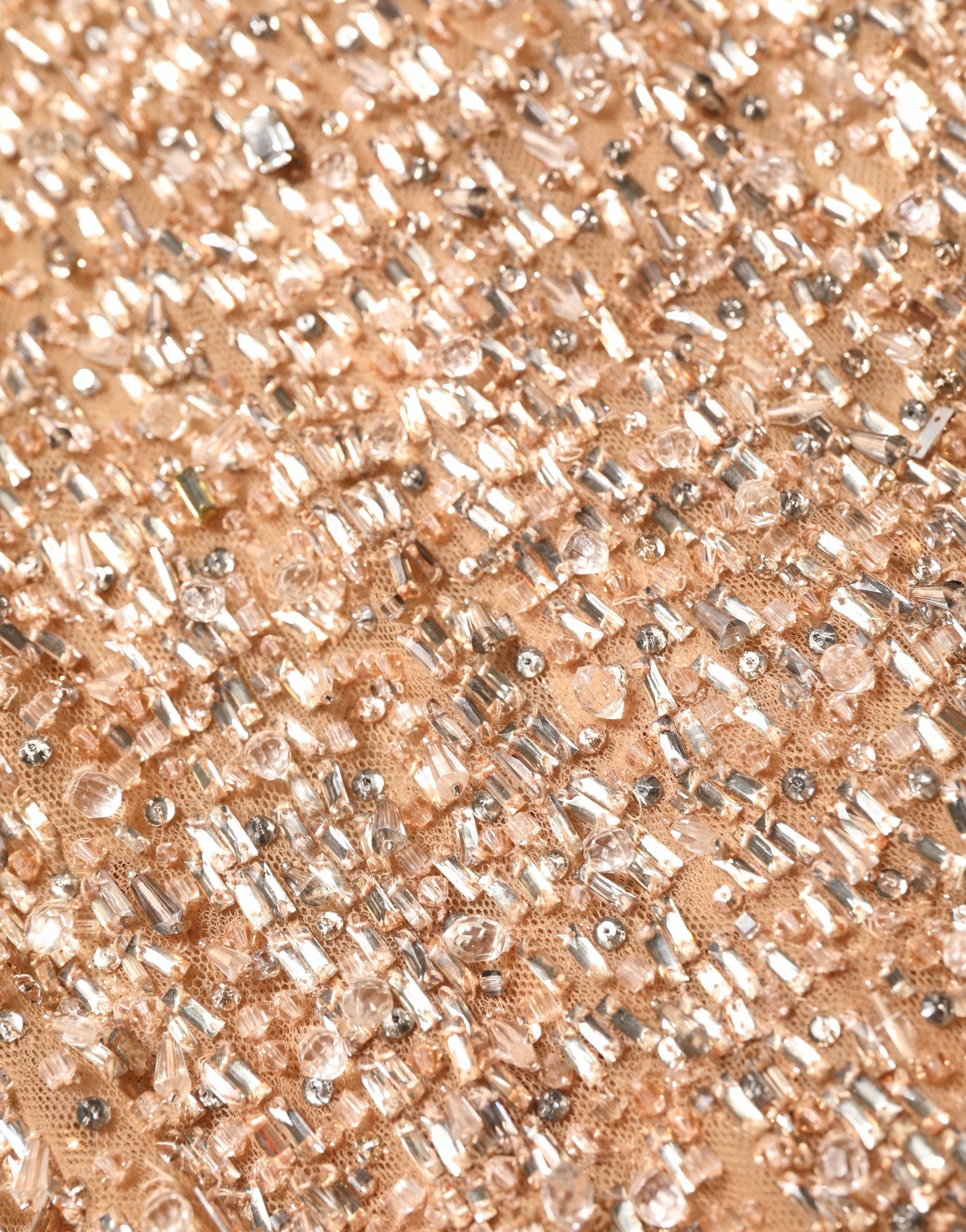 Crystal-Embellished Mermaid Gown — Brown