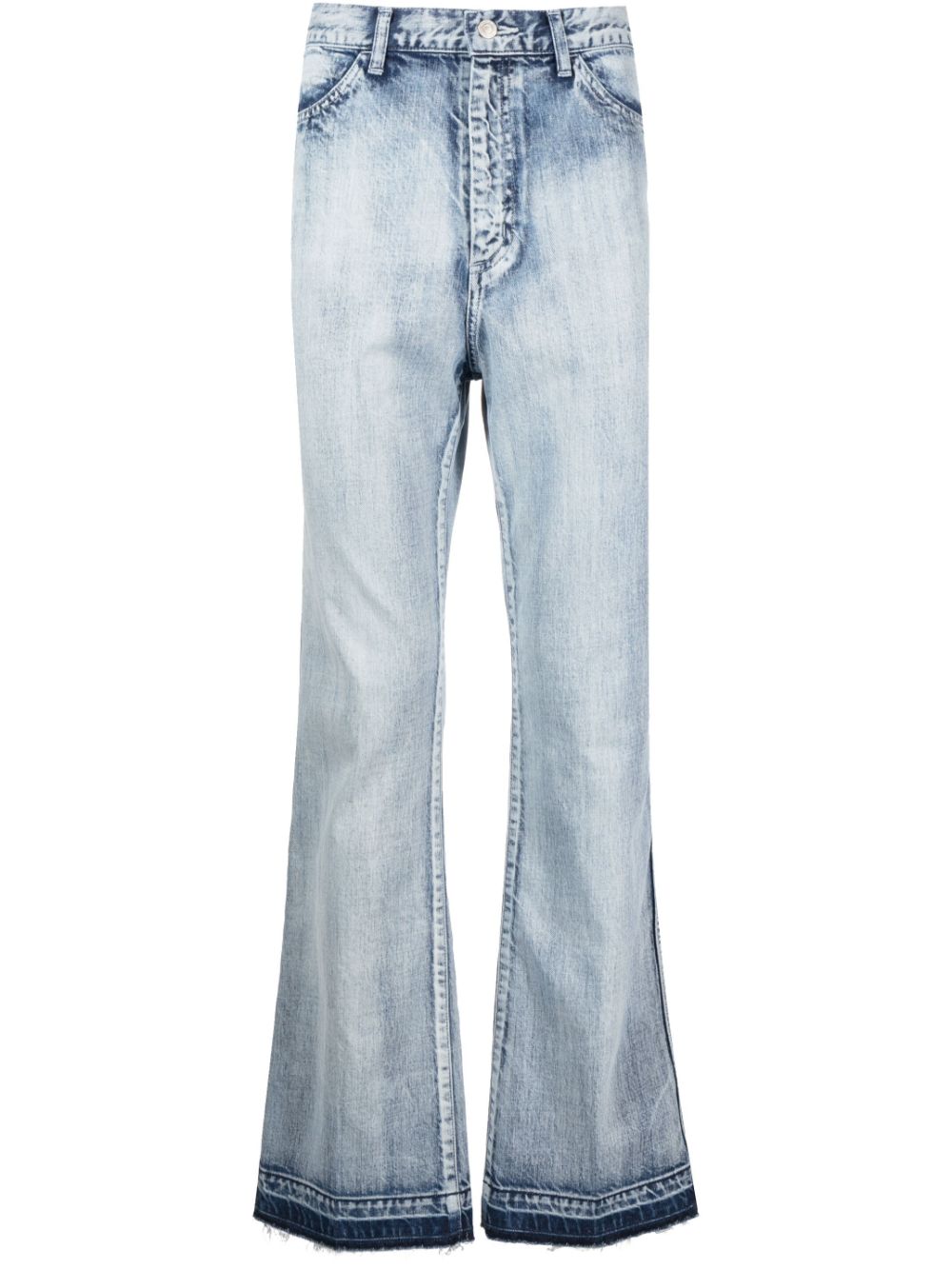 Acid-wash straight-leg jeans - Blue