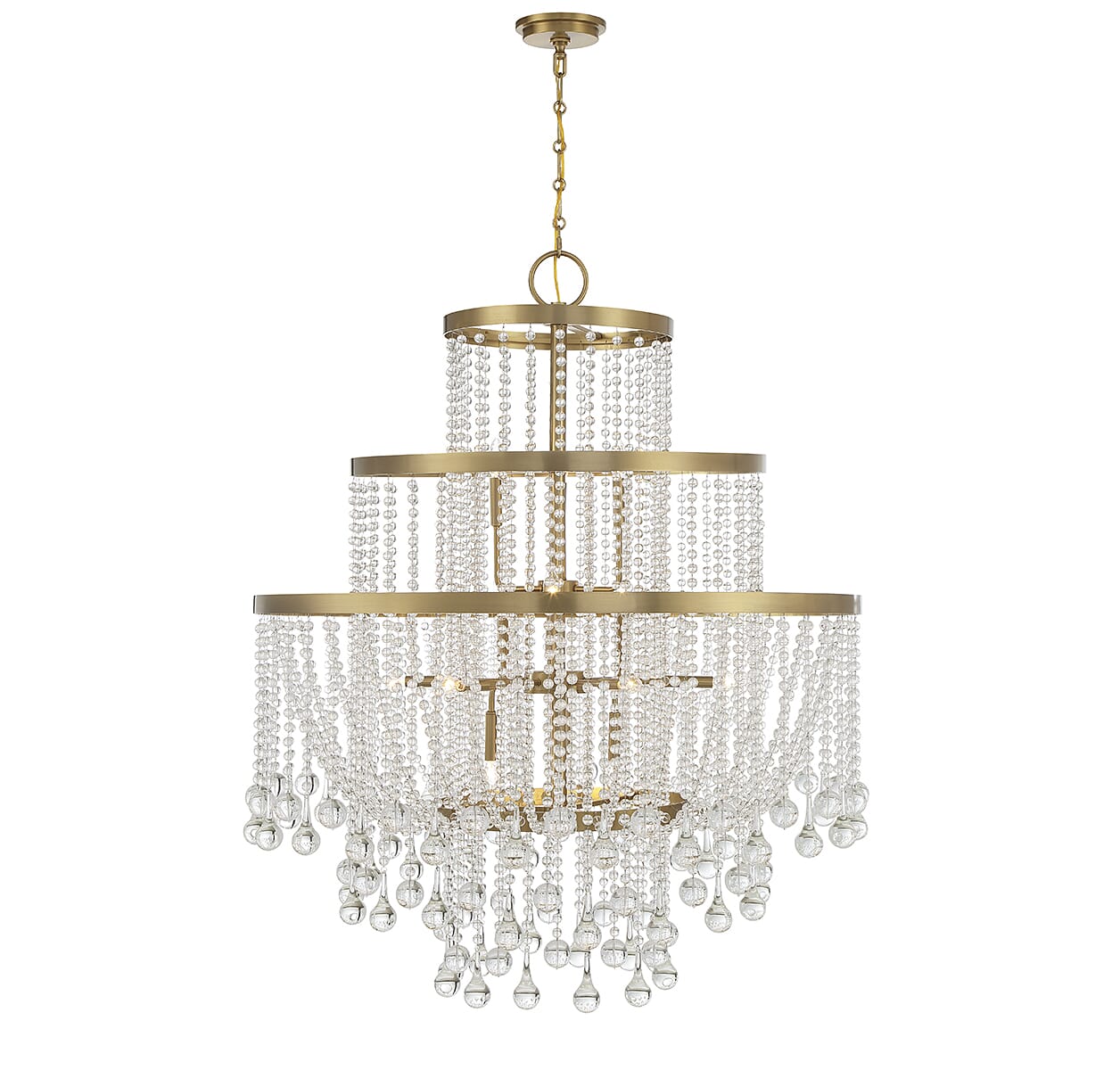 Warm Brass 15 Light Chandelier from the Luna Collection