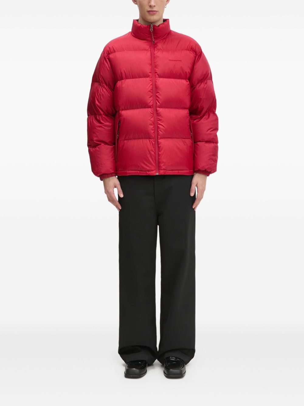 Logo-print padded jacket - Red