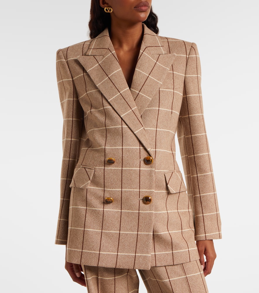 Checked double-breasted virgin wool blazer