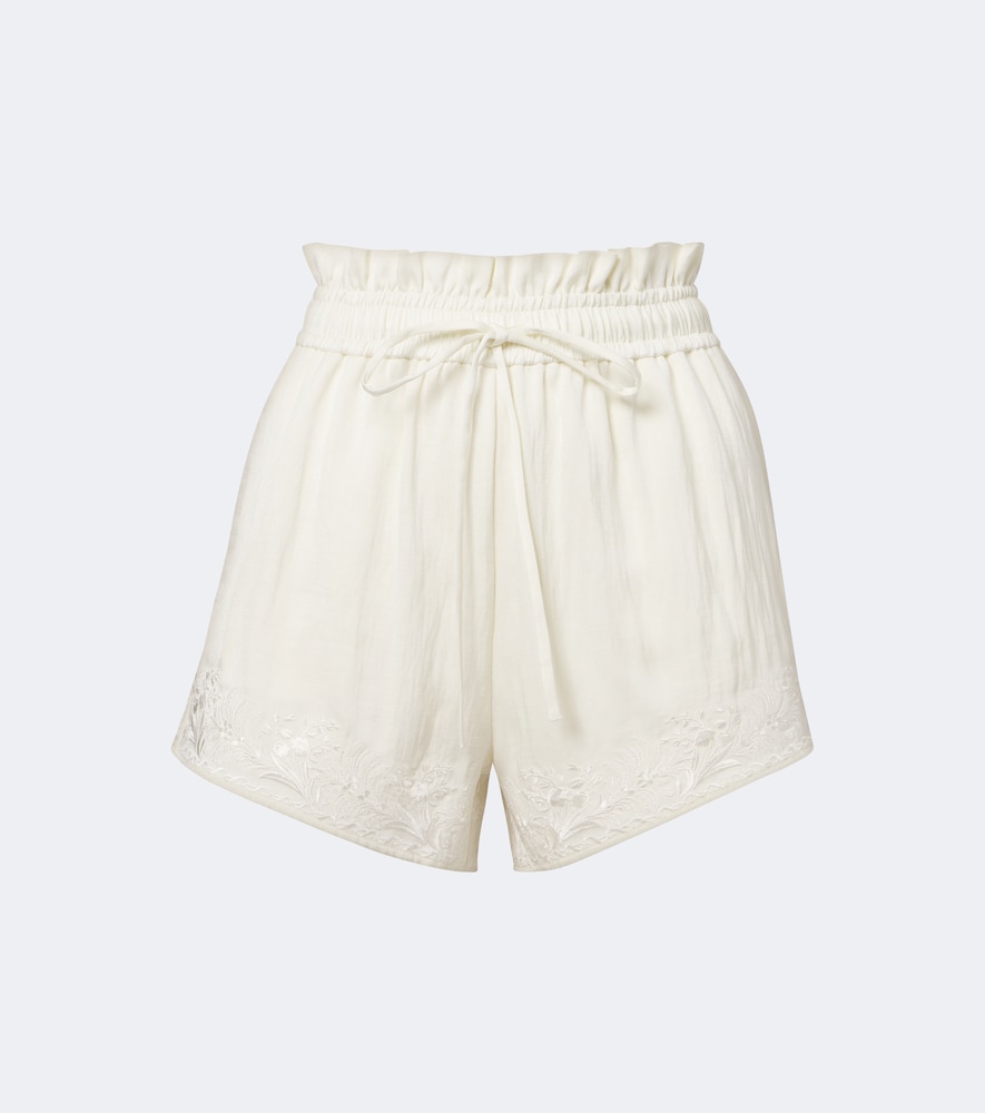Floral embroidered shorts