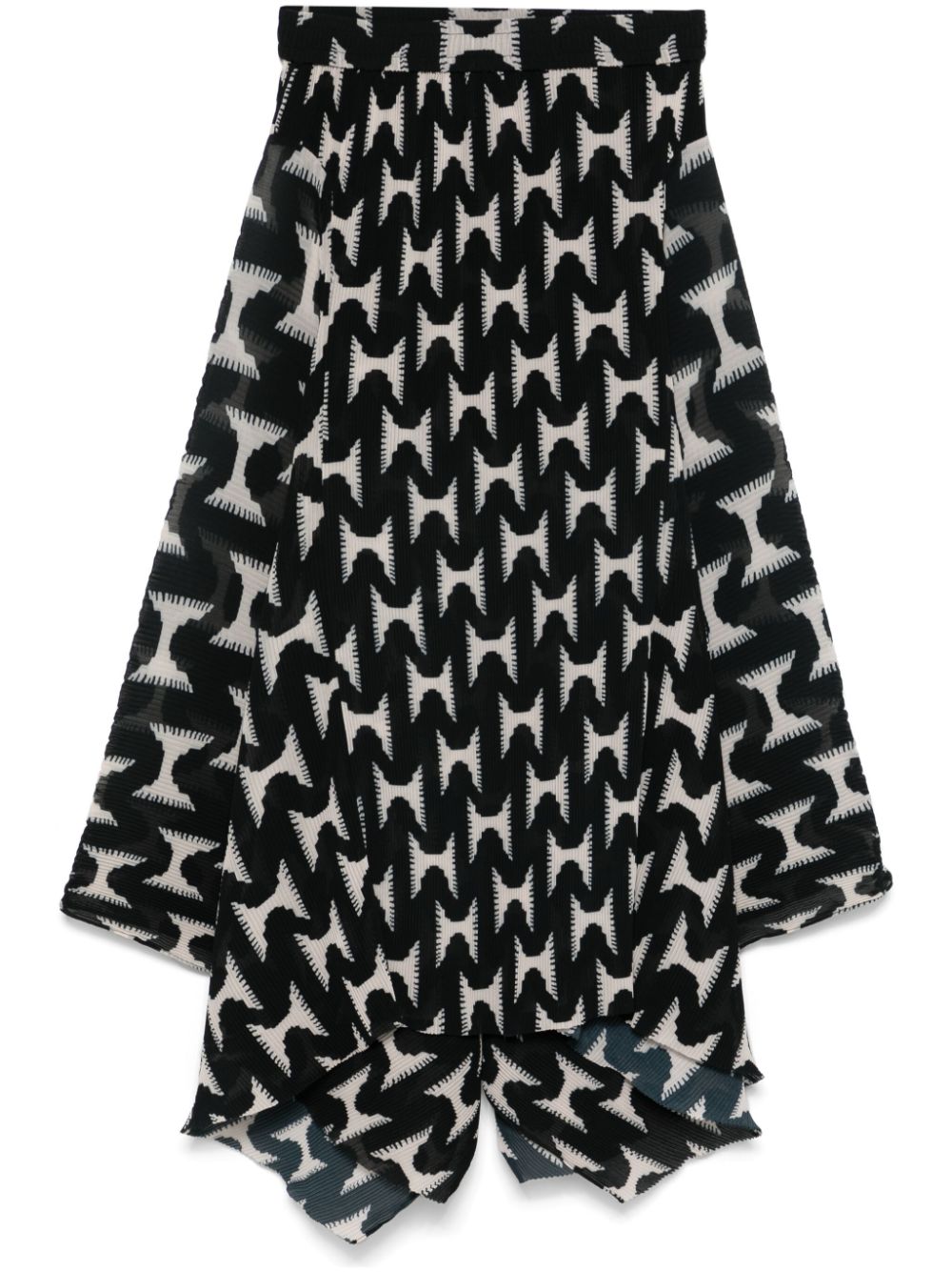 Wrist Plissé midi skirt - Black