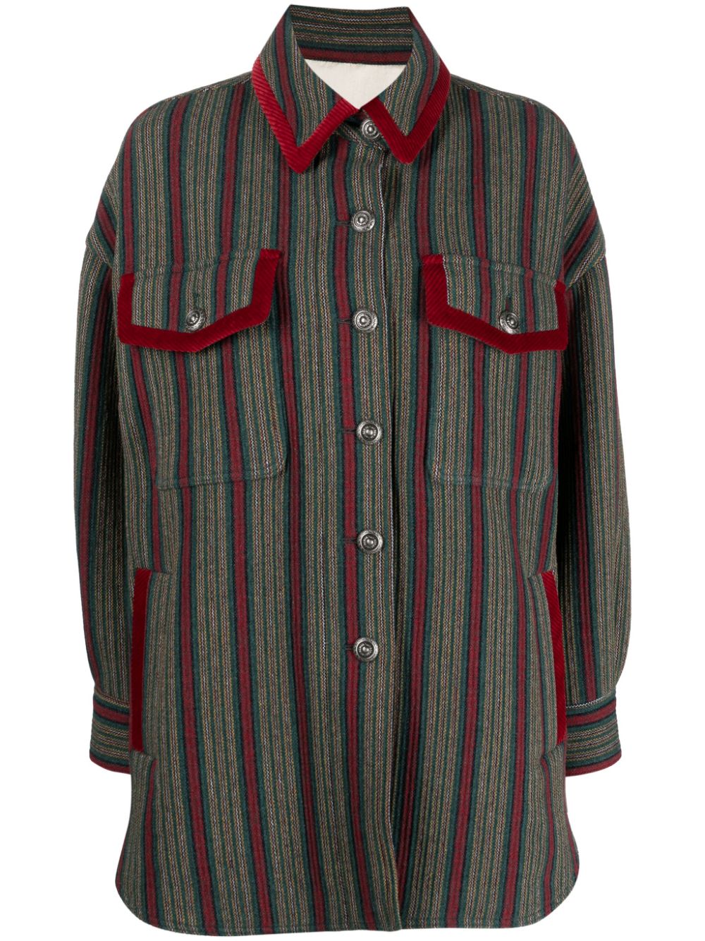 Striped wool-blend jacket - Green