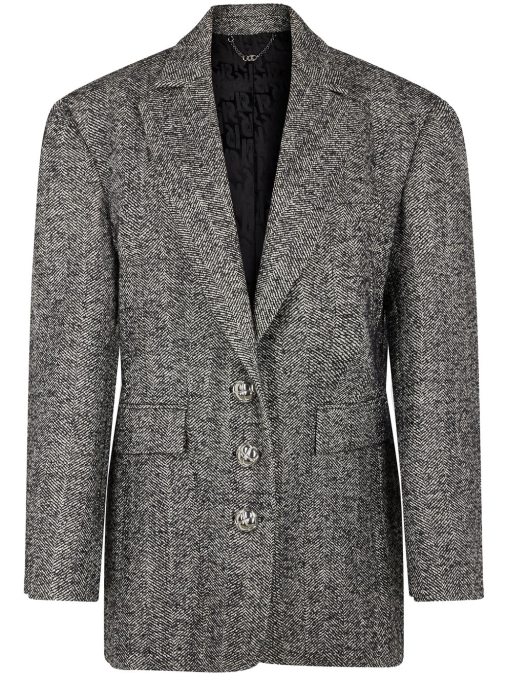 Herringbone-pattern wool blazer - Black