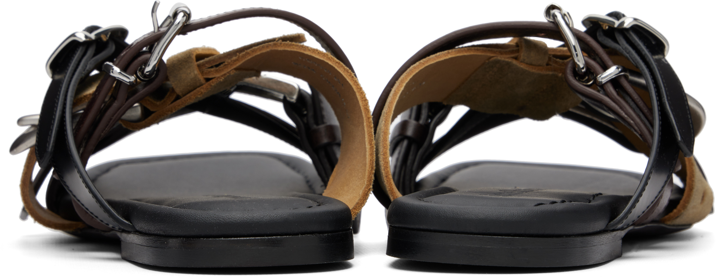 Brown Leather Belts Strap Sandals