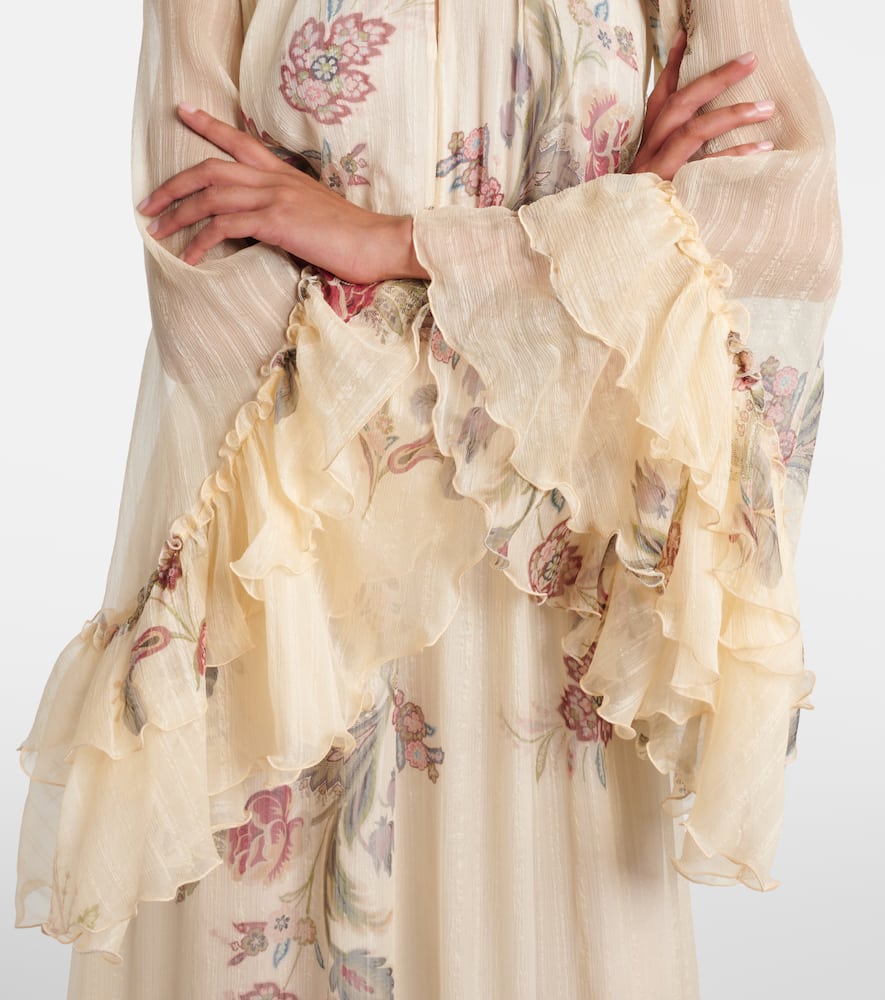 Floral silk crepon gown