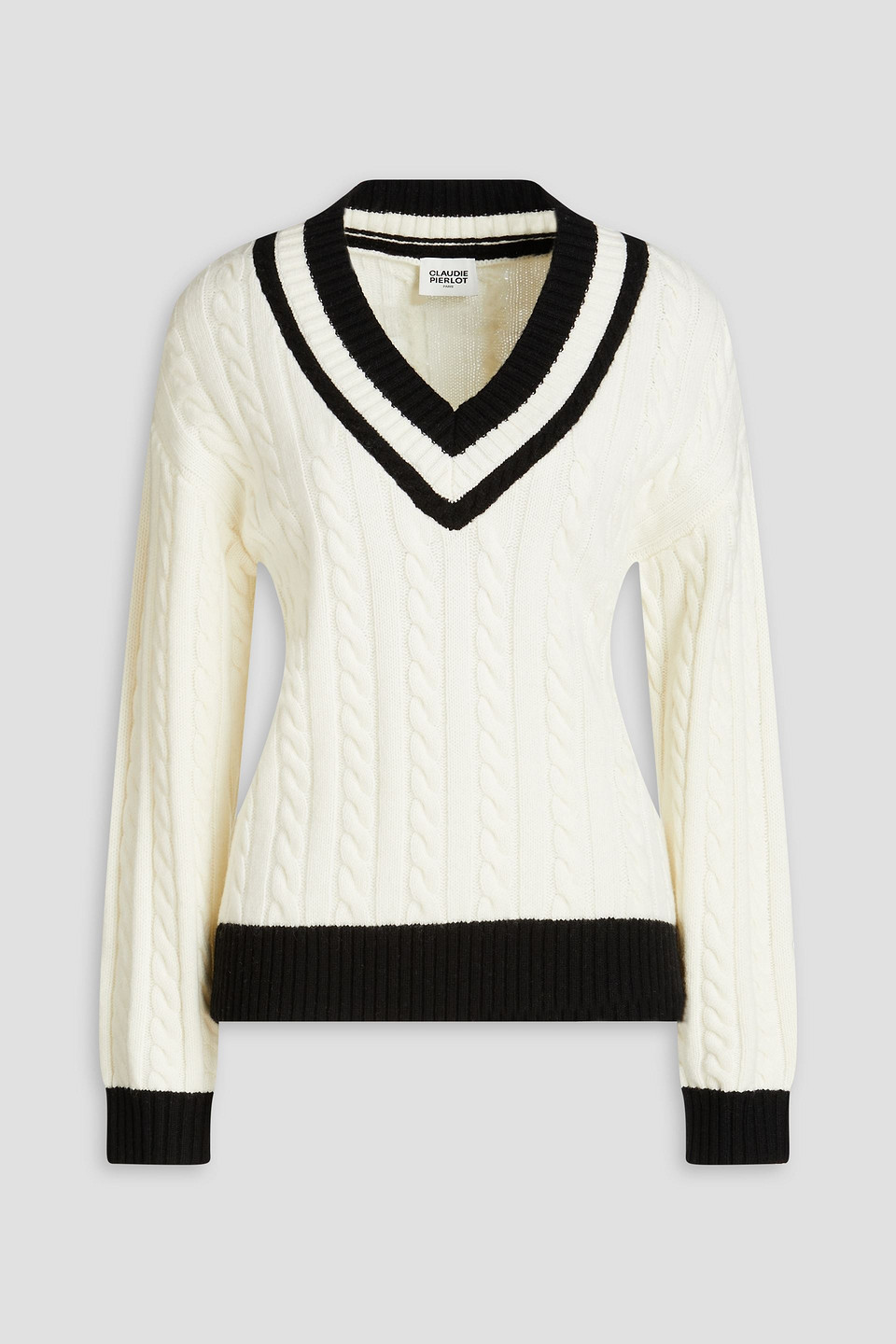 Cable-knit wool-blend sweater