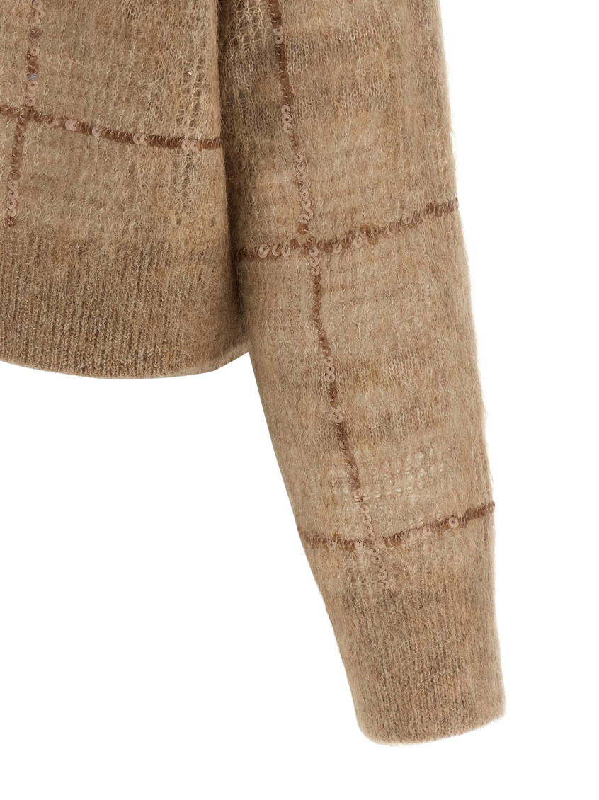 Brunello Cucinelli - sequin check mohair wool crew sweater