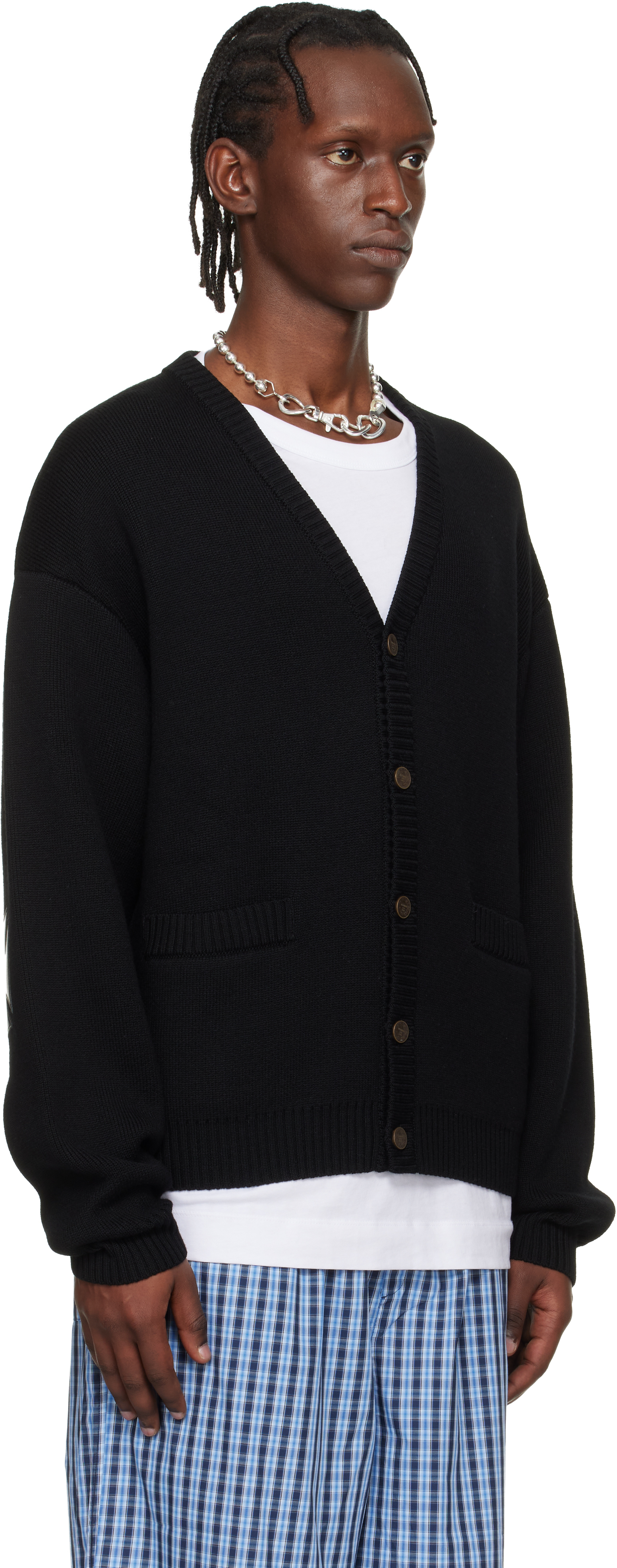 Black Leather Crosses Cardigan