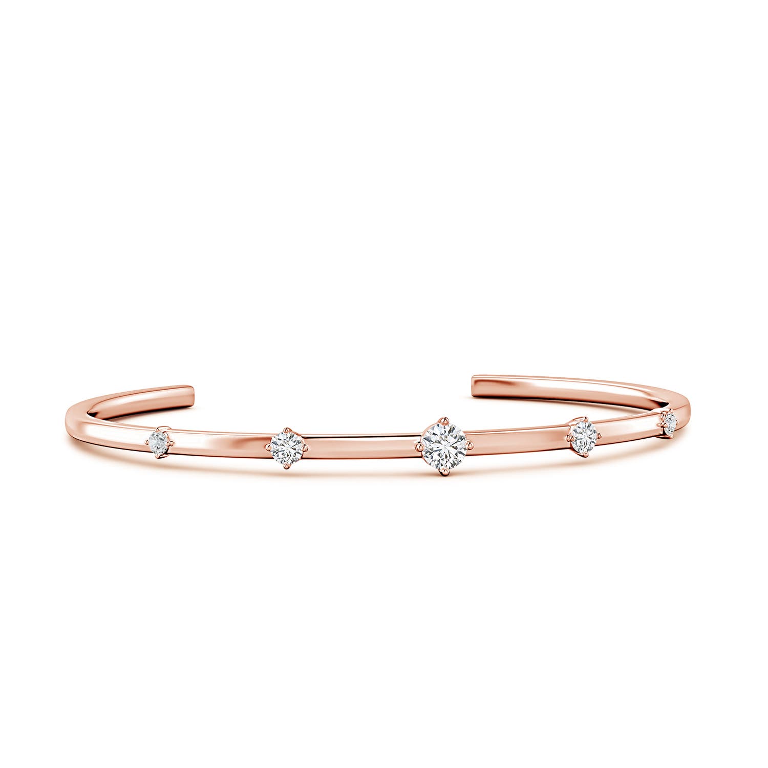Angara 0.93 CTW Five-Stone Round Diamond Station Cuff Bracelet in 14K Rose Gold