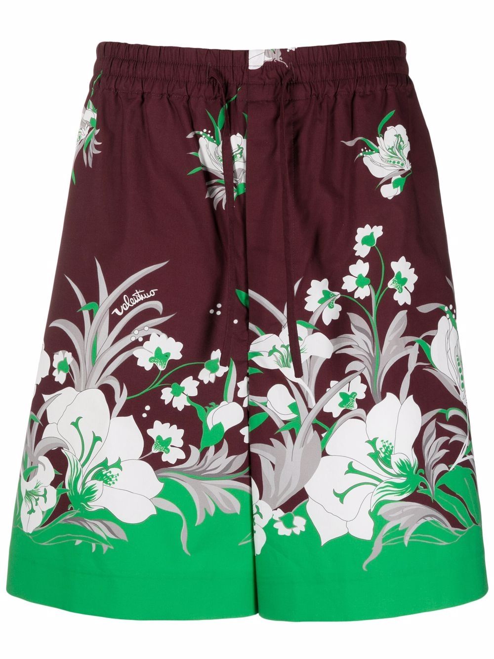 Floral-print drawstring shorts - Red