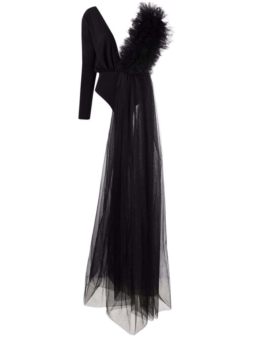 X Lia Aram ruffle-detail bodysuit - Black