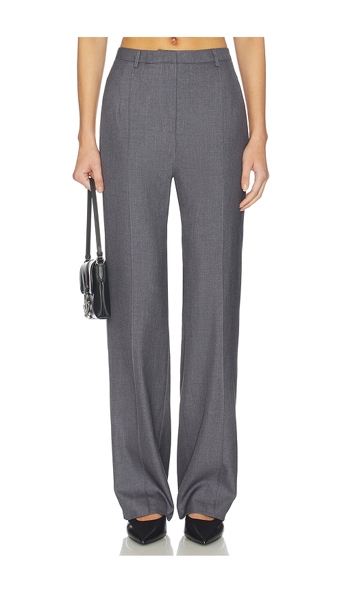 AEXAE Twill Pleated Straight Leg Trouser in Charcoal. M. Also in