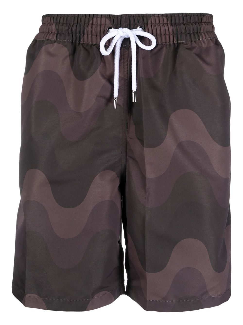 Wavy-print swim shorts - Brown