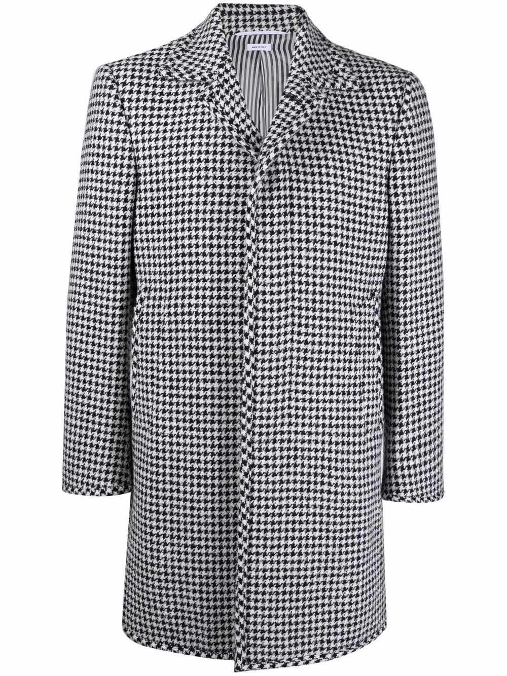 Houndstooth-pattern single-breasted coat - Black