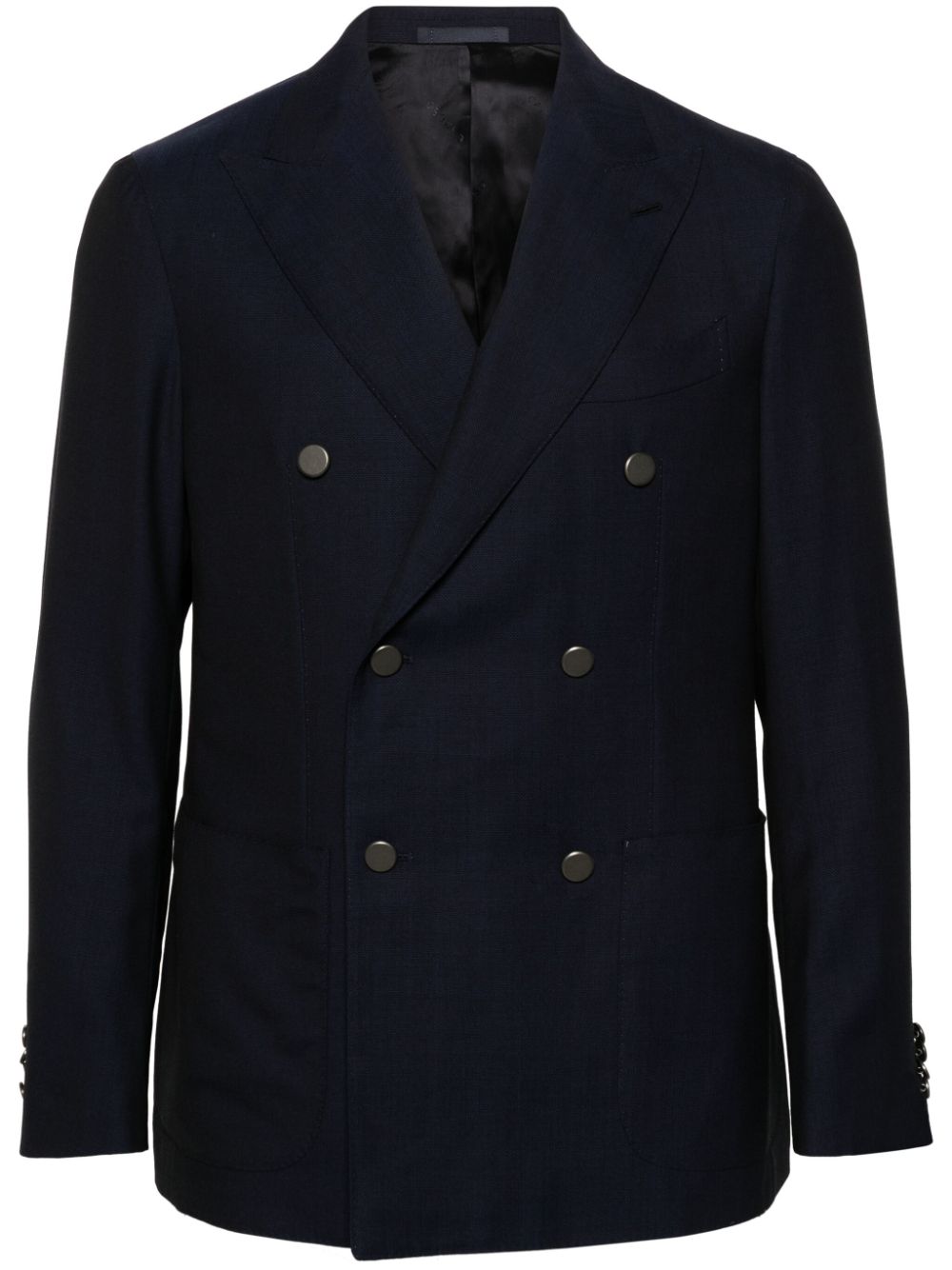 Double-breasted wool blazer - Blue
