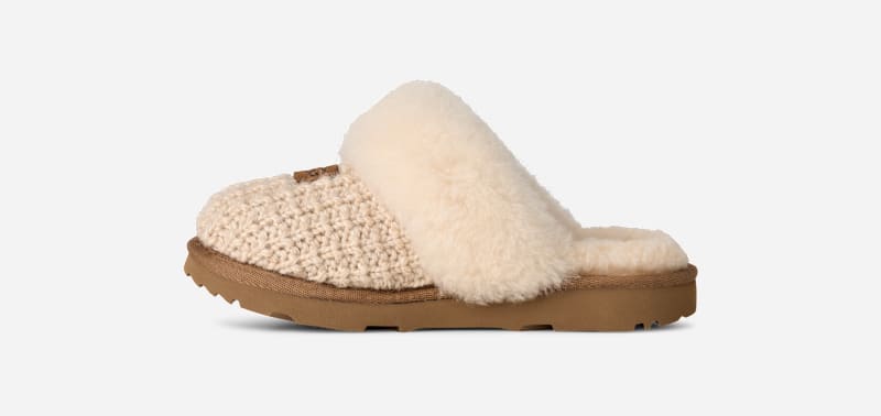® Toddlers' Cozy II Knit Sheepskin Slippers in Cream