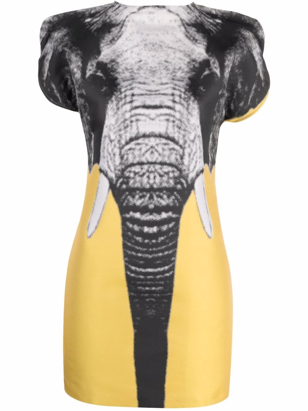 2000s elephant-print mini dress - Yellow