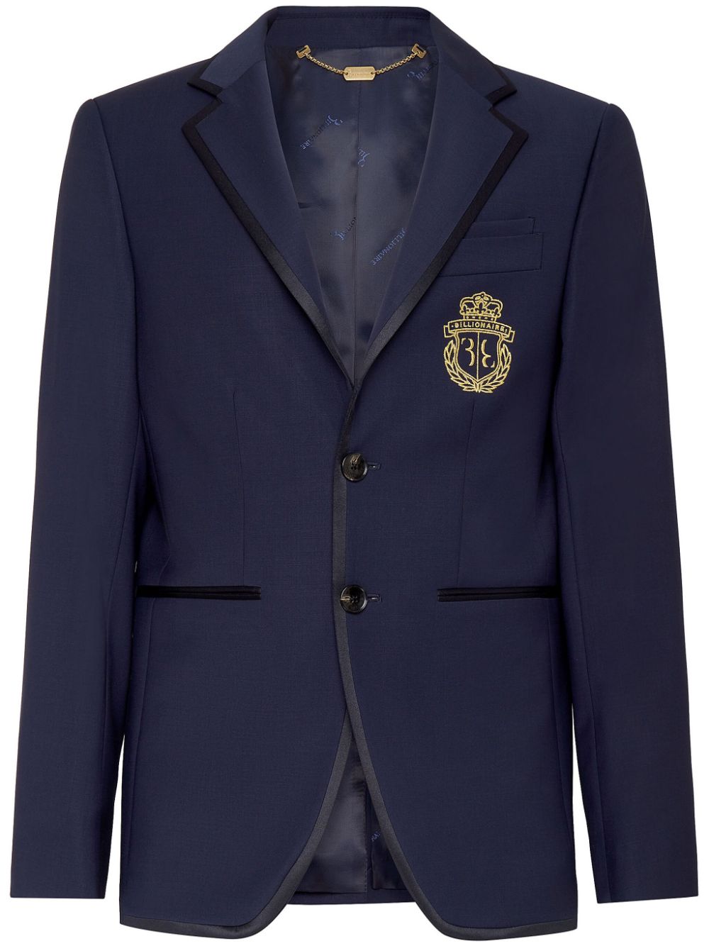 Crest-motif cotton blazer - Blue