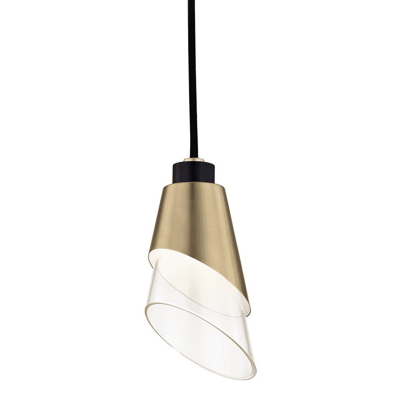 Mitzi Angie 8" Pendant Light in Aged Brass and Black
