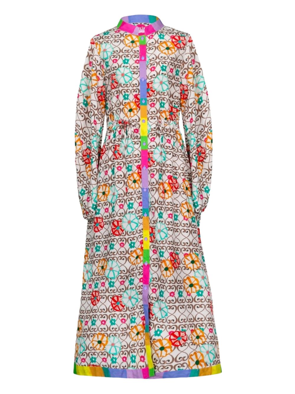 Kauai floral-print button-up dress - White