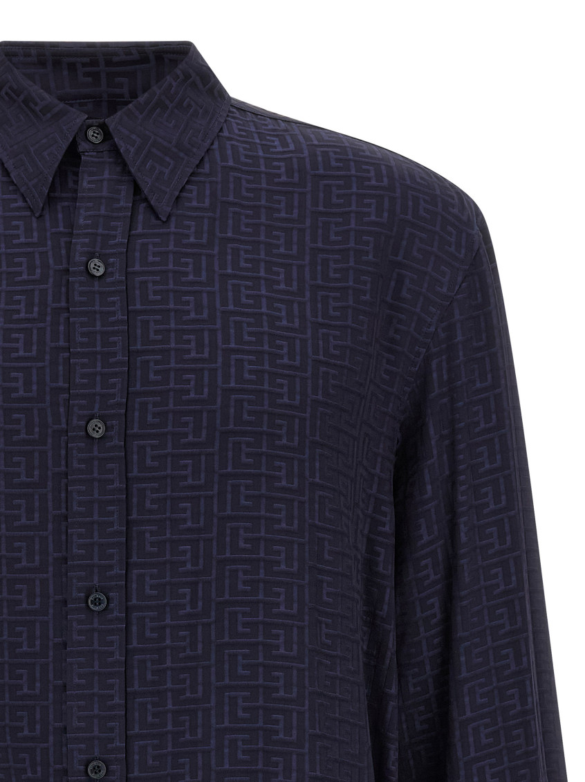 Balmain - long sleeve nylon silk shirt buttoned collar