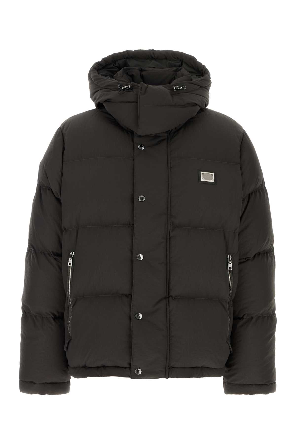 Nylon Blend Down Down Jacket — Black