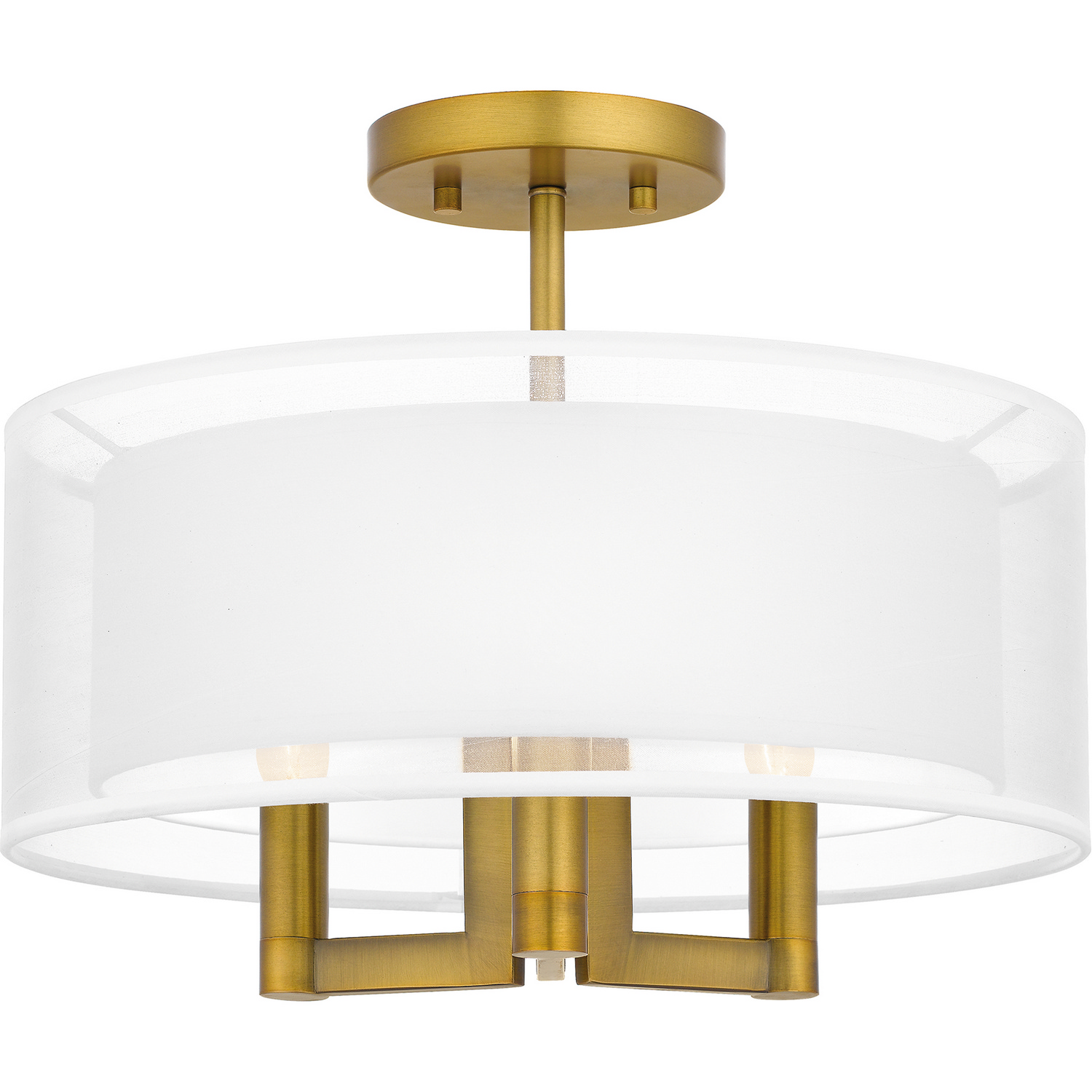 Quoizel Semi-Flush Mount 3-Light Semi-Flush Mount in Aged Bra