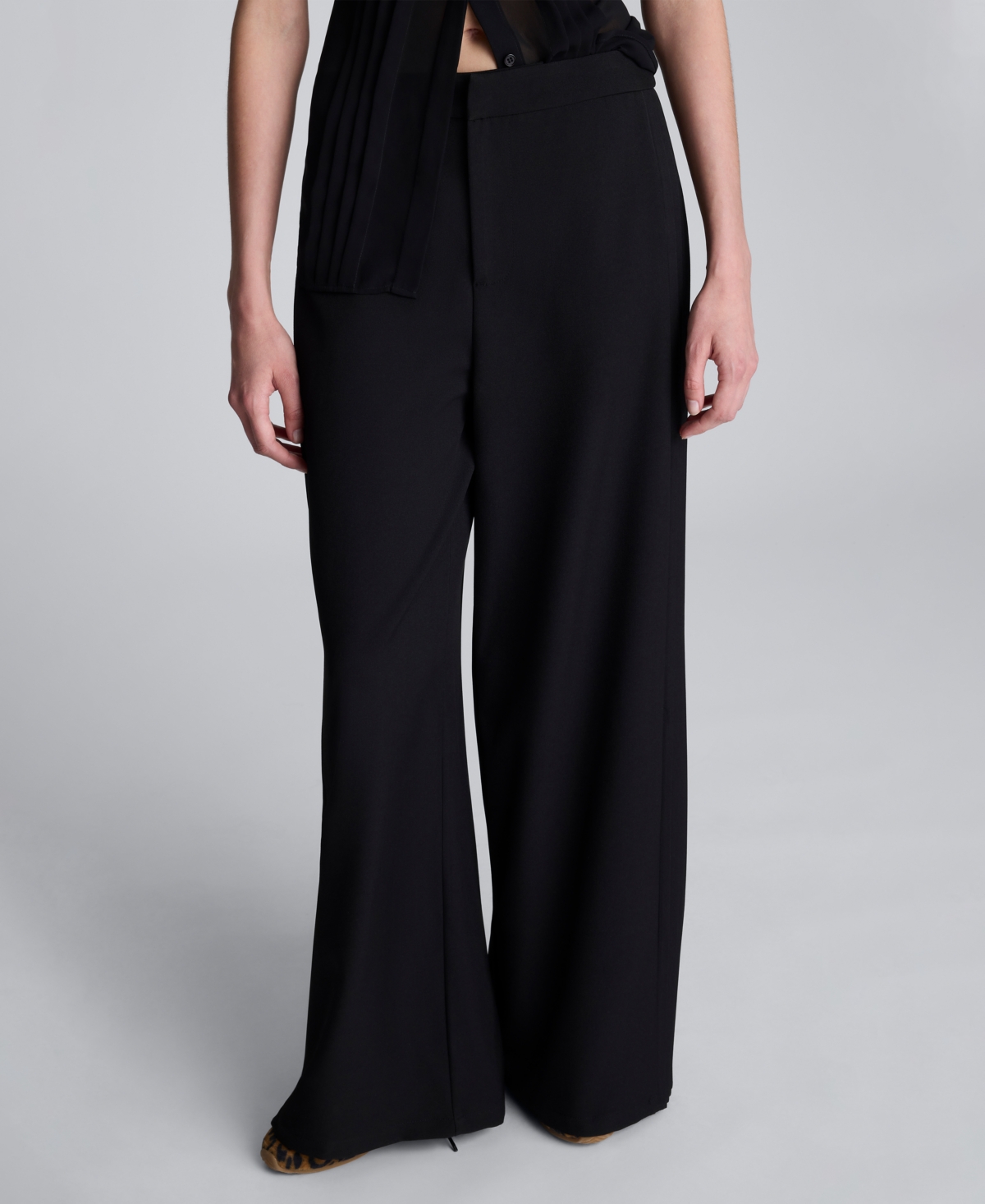 Women's Wide Leg High Rise Pants - Black