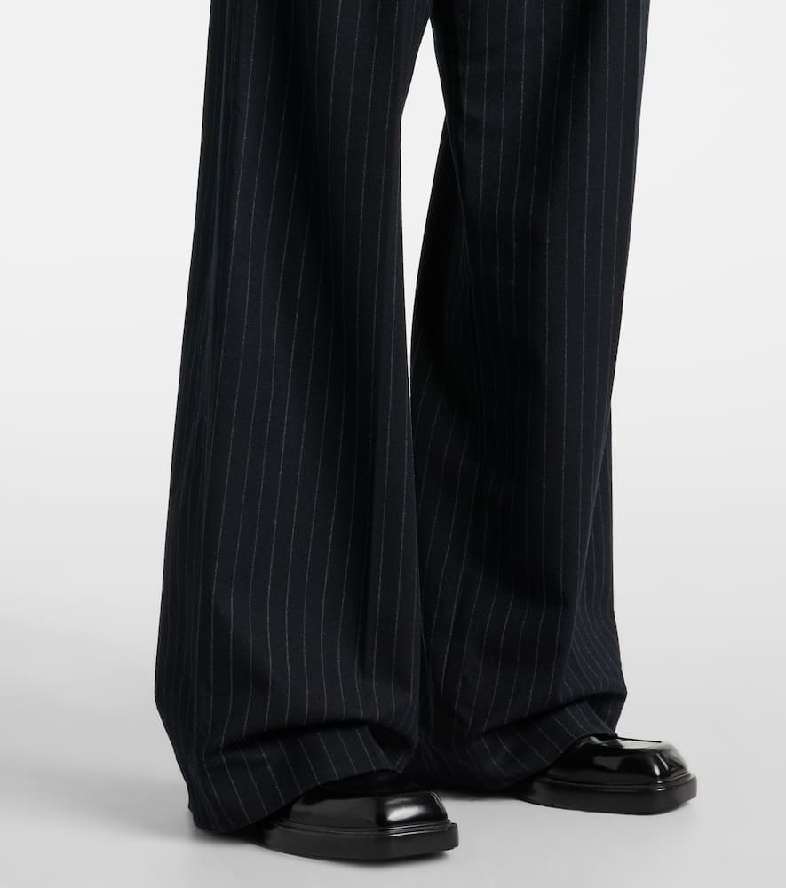 Pinstripe wool-blend wide-leg pants