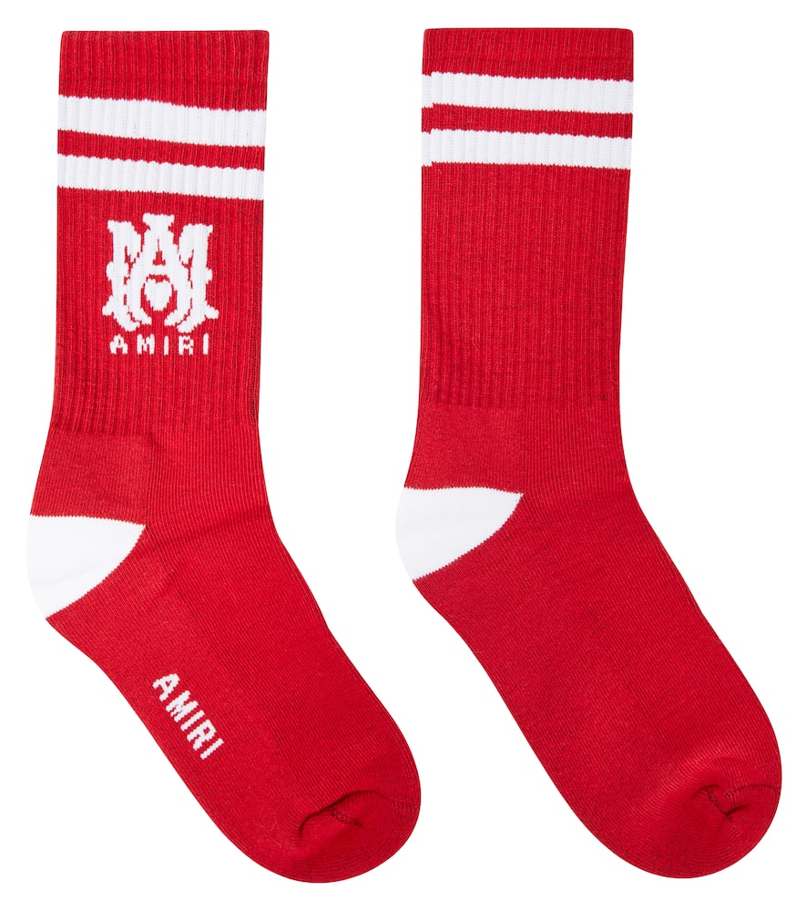 Printed cotton-blend socks