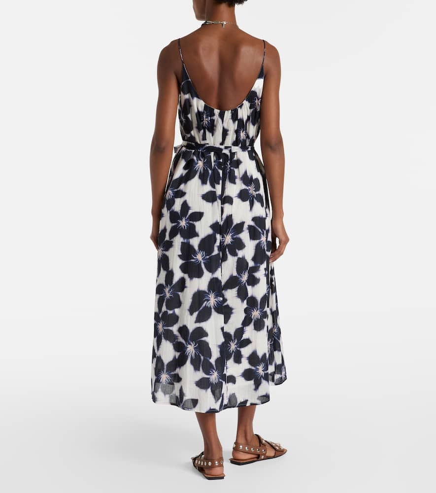 Floral cotton voile midi dress
