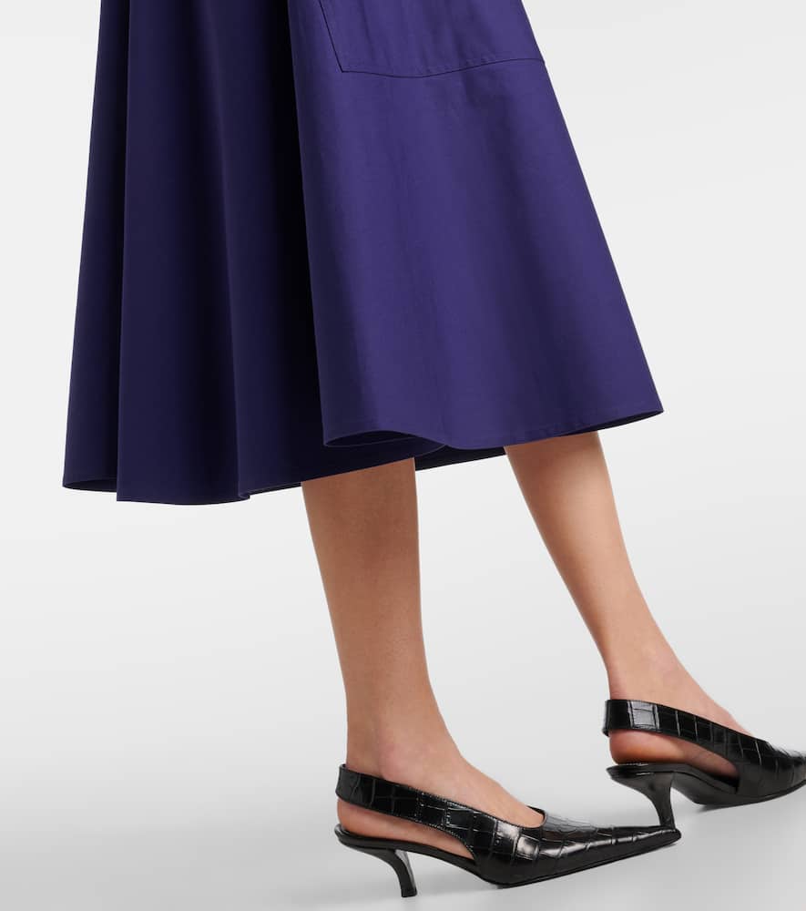 High-rise cotton midi skirt