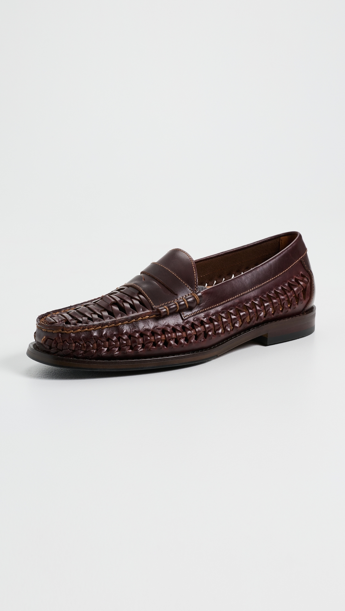 G. H. Bass Lexington Woven Leather Loafers Leather Brown