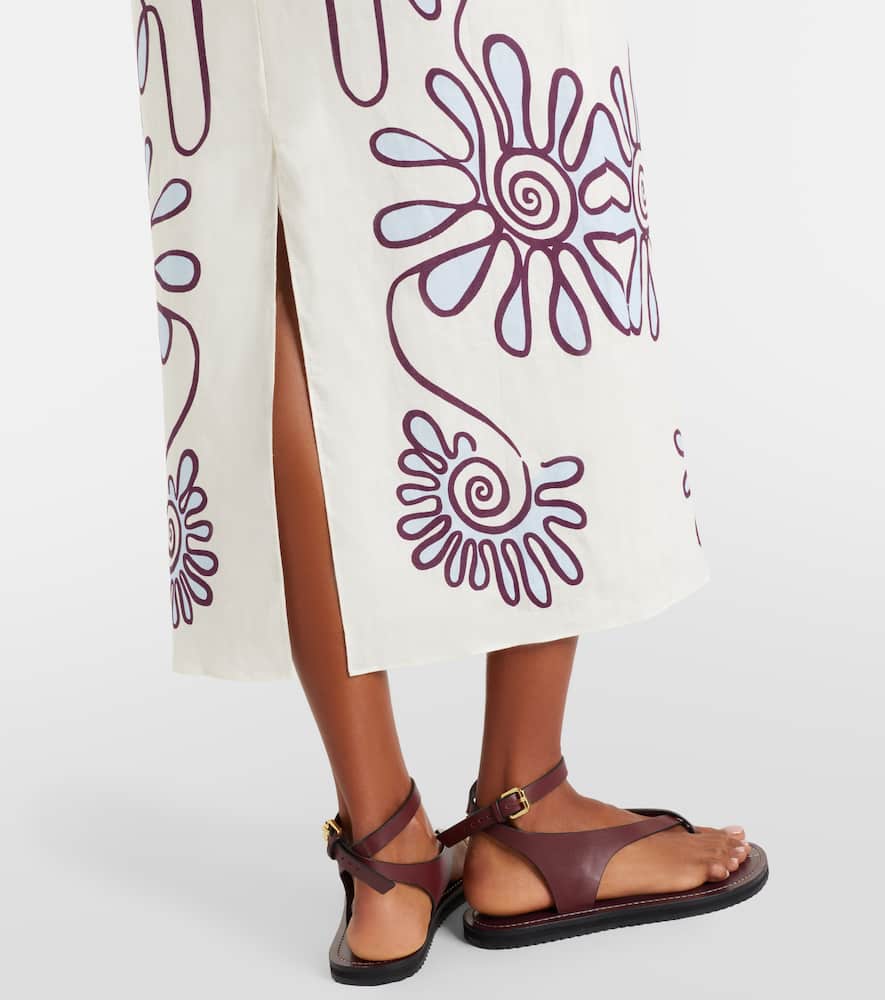 Amaranta printed linen midi dress