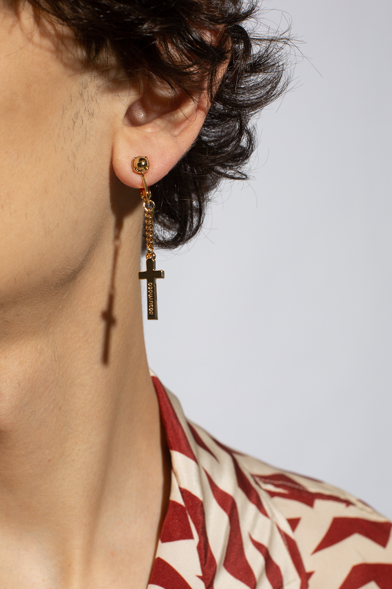Clip-on Earring With Charm, Men's, Gold