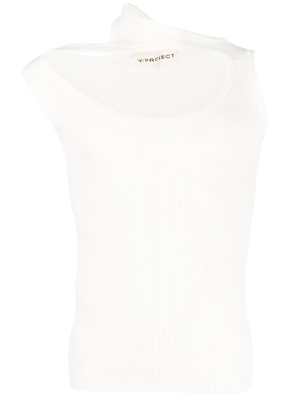 Triple Collar ribbed tank top - White