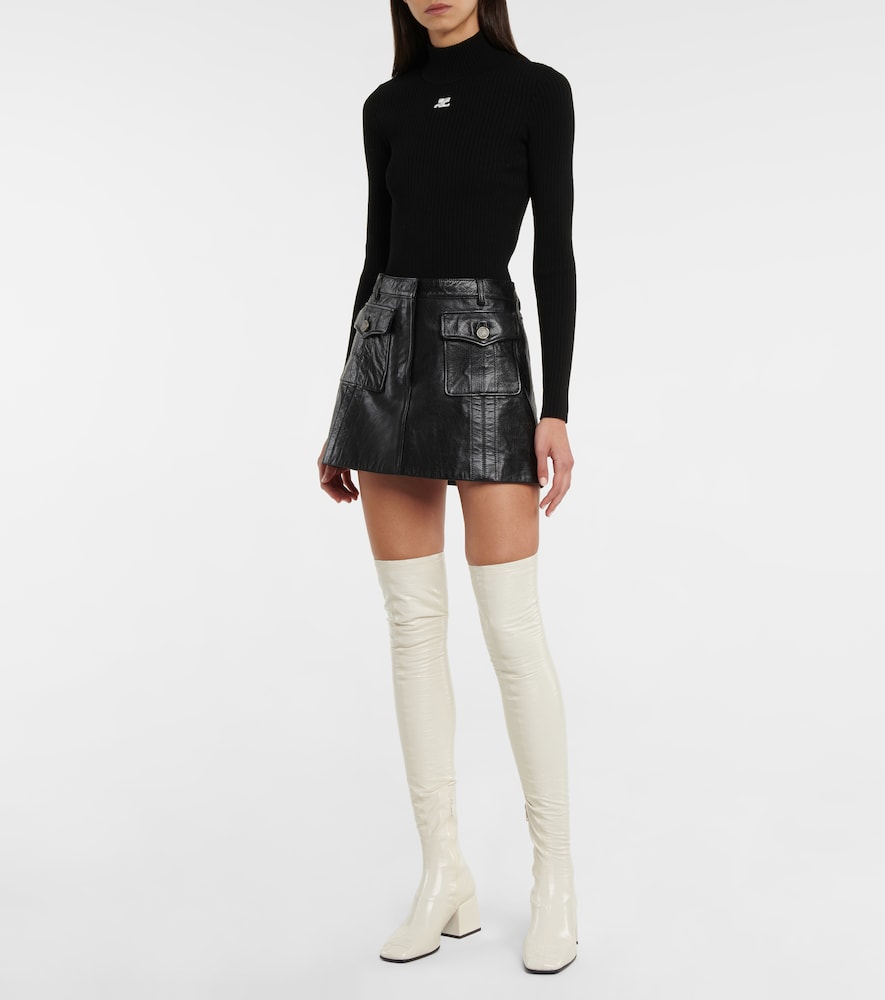 Ribbed-knit mockneck sweater