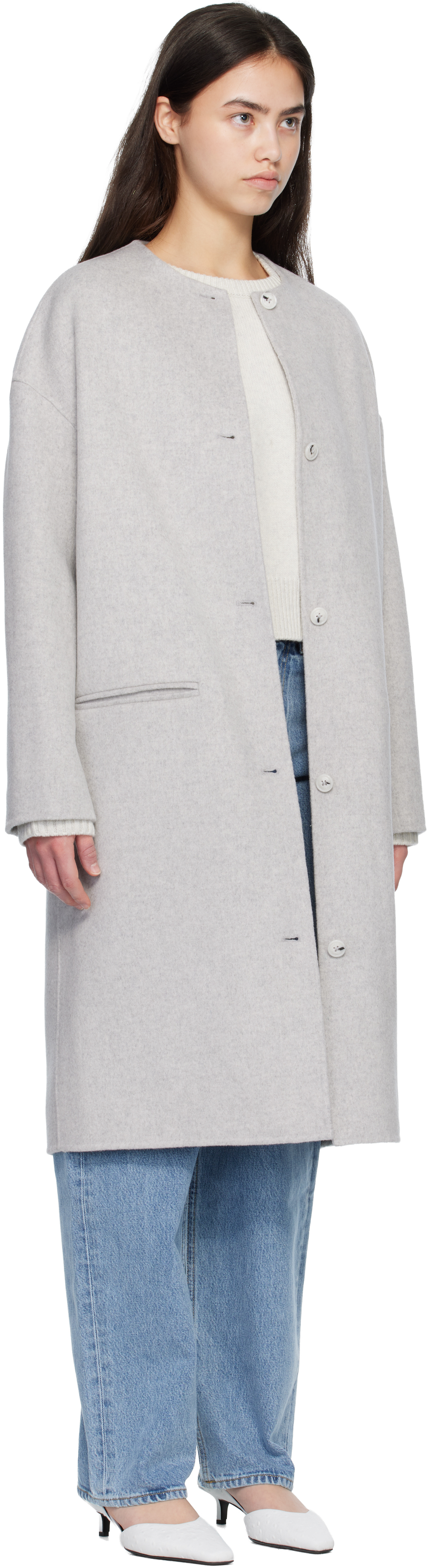 Gray KERRY Wool Cashmere Drap Oval Coat