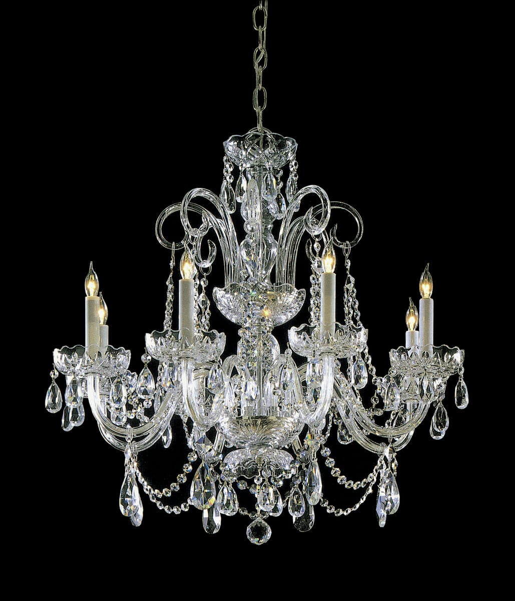 Traditional Crystal 8-Light 27" Traditional Chandelier in Polished Brass with Clear Hand Cut Crysta
